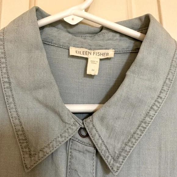 Eileen Fisher Chambray Shirt Top - Picture 2 of 5